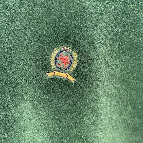 Tommy Hilfiger Throwback 90's Crest Capsule Embroidered Velour Neck Zip Sweater - Picture 5 of 8